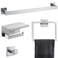 Brushed 4-Piece Bathroom Hardware Set Premium Stainless Steel Bath Towel Bar Sets Wall Mounted Bathroom Toilet Paper Holder with Shelf Set, 23.6 Inch