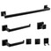 NearMoon 7 Pieces Bathroom Hardware Set 304 Stainless Steel-Square Towel Rack Set Include 24" Towel Rod+ 10" Hand Towel Bar+ Toilet Paper Holder+ 4Robe Towel Hooks Bathroom Accessories (Matte Black)