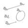 PARLOS 4-Pieces Brass Bathroom Hardware Accessory Set Brushed Nickel Towel Bar, Towel Ring, Toilet Paper Holder and Robe Hook Includes