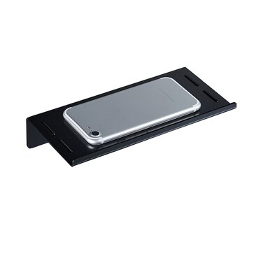 Aothpher Wall Mounted Carbon Steel Bathroom Toilet Phone Holder Shelf, Matte Black