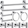 10 Pieces Polished Chrome Bathroom Hardware Accessories Set,Hand Towel Ring,16 inch Towel Bar,Toilet Paper Holder,4pcsTowel Hooks,Round SUS304 Stainless Steel Heavy Duty Wall Mount Holder,Towel Rack