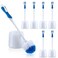 Tioncy 6 Pack 14.96 Inches Toilet Brush with Holder Toilet Bowl Brush and Caddy Set Stiff Bristles Toilet Scrubber for Bathroom Cleaning Supplies (Blue,White)