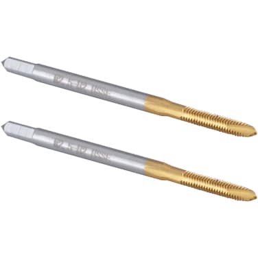 Burkit 2pcs M2.5 Spiral Point Tap, HSS Titanium coating M2.5 x 0.45 Spiral Point Plug Threading Tap