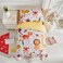 4 Pieces Toddler Bedding Set for Boys Girls Orange Yellow Toddler Bed Set - Cartoon Jungle Animals Print White Toddler Bed in a Bag Colorful Toddler Comforter Set with Lion Tiger Monkey and Giraffe