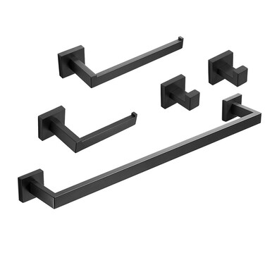 Bathroom Hardware Set Matte Black 23.6-Inch Towel Bar,2pcs Towel Hook,Toilet Paper Holder,Hand Towel Holder Stainless Steel Bathroom Accessories GTS3190B&acirc;&euro;&brvbar;