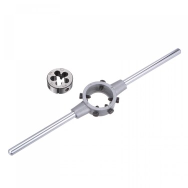 uxcell Die Stock Handle Wrench Set, M15 x 1.5 Threading Round Die and 38mm (Fit M12-M16 Dies) Holder Adjustable Wrench Hand Tool