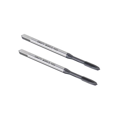 uxcell M3 x 0.5 Spiral Point Threading Tap, H2 Tolerance High Speed Steel TICN Coated, Round Shank with Square End, DIN371/376, Metric Screw Taps Tapping Bit for Thread Repair, 2pcs