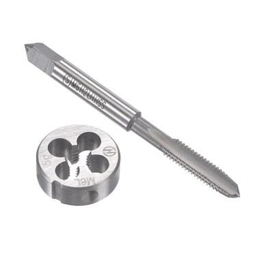 uxcell M6 x 1mm Metric Left Hand Tap and Die Set, Machine Thread Screw Tap with Round Threading Die, Tap &amp; Die Kit for Nut Screw Bolt Thread Repair