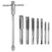 HARFINGTON T-Handle Ratchet Tap Wrench + Metric Tap Set, 7pcs M3 M4 M5 M6 M8 M10 M12 Thread Taps and M5-M12 Adjustable 10" Long Ratcheting Wrench Hand Tapping Tools