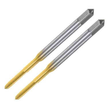 uxcell 2pcs Metric Thread Taps M2 x 0.4 H2 Titanium Coated High Speed Steel Straight Flute Screw Thread Milling Machine Taps Threading Tapping Repair Tool