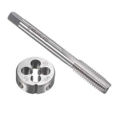 uxcell M8 x 1.25mm Metric Left Hand Tap and Die Set, Machine Thread Screw Tap with Round Threading Die, Tap &amp; Die Kit for Nut Screw Bolt Thread Repair