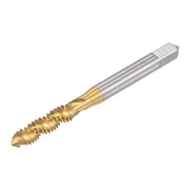 uxcell Spiral Flute Threading Tap 1/4-20 UNC, HSS (High Speed Steel) Titanium Plated Machine Thread Screw Tap 3 Flutes Tapping Tool H2 Tolerance