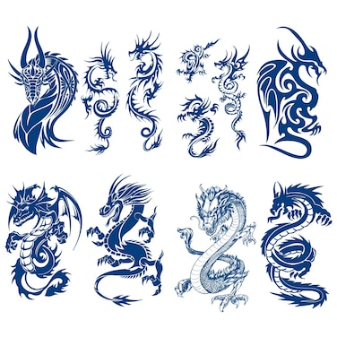 Kotbs 8 Sheets Semi Permanent Realistic Dragon Tattoos, Premium Temporary Tattoos 100% Plant-Based Ink Infinity Totem Tattoo Stickers, Long Lasting Tattoos for Men Women Girls Kids Adults