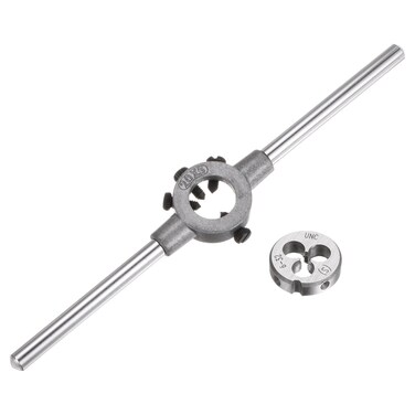 uxcell Die Stock Handle Wrench Set, 6-32 UNC Round Die and 20mm Die Holder (Fits 1/8"-5/32" (UNC/UNF) / Metric M3-M4 / 20mm OD Dies) for Bolt Thread Repair
