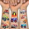 Temporary Tattoos for Kids, 75 PCS Truck Fake Tattoos for Birthday Party Favor- Silver Metallic Styles Tattoos   Monster Truck, Car Racing, Checkered Flag, Flames Tattoo for 5 6 7 8 Years Boys Girls