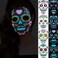Halloween Party Tattoo Stickers Funny Face Neon Fake Tattoo Luminous Festival Accessories Decor DIY Self Adhesive Rose Scar Masquerade Temporary Tattoo Stickers for Women and Girls 4PCS