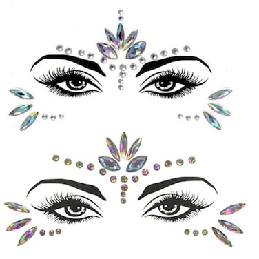 Mermaid Face Gems Stick Jewels for Women Cosplay Mermaid Halloween Club Eye Face Gems Makeup Stickers Rave Party Gift for Kids Eye Face Jewels Festival Tattoo Concert Dress-up Decorations