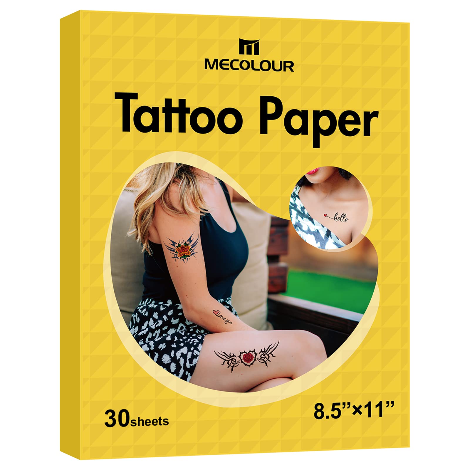 مي كولور Mecolour Printable Temporary Tattoo Paper 8 5x11 30 Sets 8.5x11"
