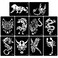 Kotbs 5 Sheets Henna Tattoo Stencil Kit Animals Pattern, 10pcs Large Tiger Dragon Wolf Eagle Scorpion Temporary Glitter Airbrush Tattoo Stencils Tattoo Stickers for Body Arm Leg Paint Body Art