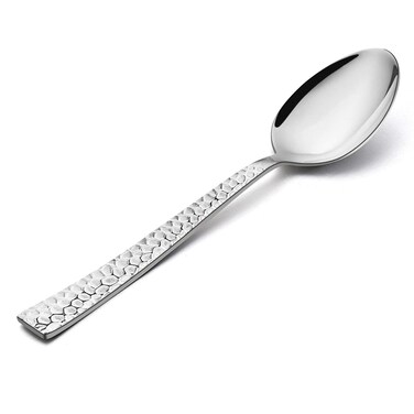 Teaspoon Set of 12, E-far 6.7 Inch Stainless Steel Hammered Spoons for Kitchen or Restaurant, Non-toxic &amp; Mirror Polished, Squared Edge &amp; Dishwasher Safe
