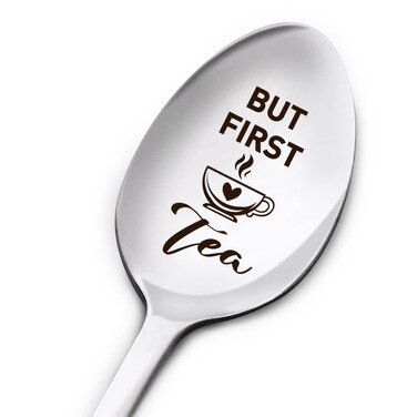 Tea Spoon Gifts for Tea Lover, It's Tea O'clock Some Where, Birthday Thanksgiving Christmas Gifts for Tea Lover Mom Dad Grandma Grandpa, Engraved Stainless Steel Tea Spoon Gifts for Women Men Friends