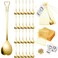50 Sets Heart Shaped Tea Spoons Wedding Favor for Guests 5.63'' Heart Shaped Mini Spoons Creative Love Spoons with Sheer Bags Labels for Wedding Guest Souvenir Bridal Shower Tea Party Favors (Gold)