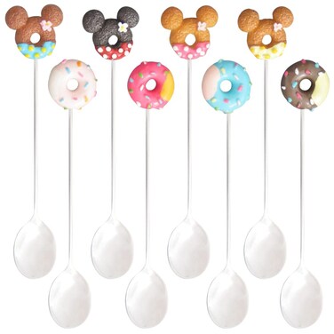 8PCS Stainless Steel Drink Spoon Set-Reusable Teaspoons for Cocktail, Coffee, Juice,Wine, Milk, Tea. Donut Shape Dessert Spoon