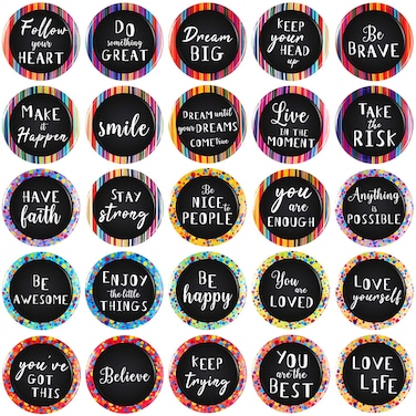 25 Pieces Motivational Refrigerator Magnets Inspirational Magnets Round Quote Magnets for Fridge Whiteboard Locker Supplies