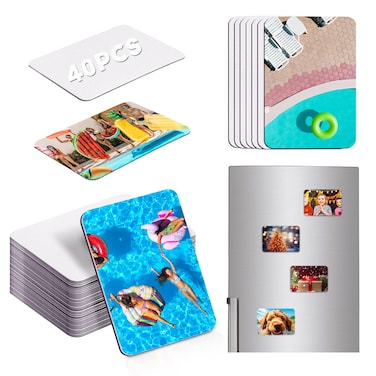 40 Pcs Sublimation Magnets Blank 3.5 x 2.3 Inch Personalized Fridge Refrigerator Magnets Blanks DIY Sublimation Refrigerator Magnet Bulk Soft Magnetic for Kitchen Decorative Fridge Magnets Blank Set