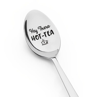 Hey There Hot Tea Spoon for Women Men Christmas Birthday Gifts for Tea Lover Best Friend Mom Dad Xmas Presents for Husband Boyfriend Him Valentines Day Gift for Girlfriend Wife Her Hot Tea Spoon