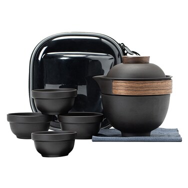 KEYDUACU Portable Gaiwan Tea Set,Travel Tea Set,Chinese Tea Set,Ceramic Mini Gongfu Teapot With 4 Teacups for Travel Home And Office