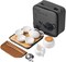 Lyty Chinese Tea Pot Cup Set with Tray Infuser - Travel Ceramic Tea set Porcelain Teapot, Portable All in One Bag for Outdoor Picnic Business Hotel (White)