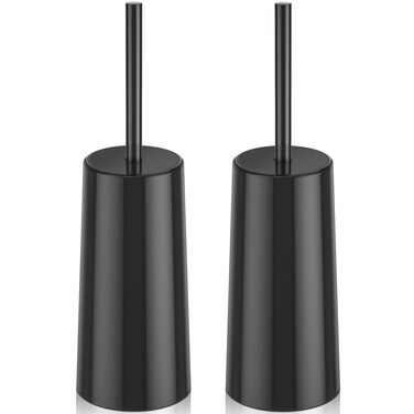 Toilet Brush and Holder, 2 Pack Toilet Brush Stainless Steel, Toilet Bowl Brush for Bathroom Toilet-Ergonomic, Elegant,Durable (Silver) (Black)