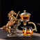 Glass Kungfu Teapot Set Tea maker with Infuser Semi Automatic Tea Set (Golden red horse)