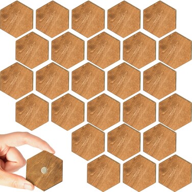 Dunzy 30 Pcs Wooden Fridge Magnets Hexagon Magnets Magnetic Refrigerator Magnets Whiteboard Magnets Decorative Magnets Office Magnets Wood Kitchen Accessories for Refrigerator Fridge Kitchen Cabinet