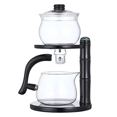 ZPGXLRZ Lazy Kungfu Glass Tea Set Semi Automatic Drip Rotating with Infuser Glass Teapot Set