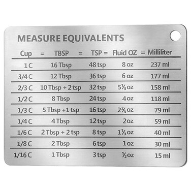 EXCEART Stainless Steel Kitchen Conversion Chart Magnet - Conversion Tables Measure Equivalent Chart Small Magnet Measurement Refrigerator Magnet Converter