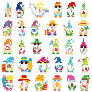 30 Pcs Summer Gnome Refrigerator Magnets Summer Party Decorations Refrigerator Magnets Stickers Summer Gnome Fridge Garage Door Magnets for Fridge Car Mailbox Decorations Birthday Gift