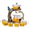 Fire Kirin Glass Teapot Set Animal Bird Design Semi-automatic Drip Rotating Bowl with Infuser Lazy Kungfu Tea Pot Set (teapot set)