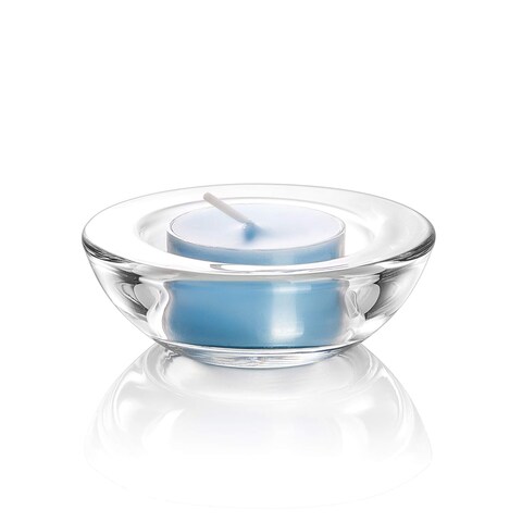 ELIVIA Clear Tealight Candle Holders - Set of 12, Round Chunky Glass Candle Holder, 3&quot; Diameter - CH01