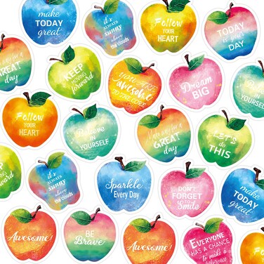 Whaline 16Pcs Back to School Refrigerator Magnets Apple Shape Stickers Fruit Decal First Day of School Fridge Magnetic Decal Magnets Decoration for Home Kitchen Locker Car Garage Door