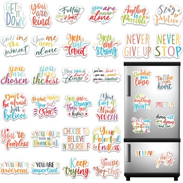 Sinmoe 36 Pieces Inspirational Fridge Magnets Locker Magnets for Girls Motivational Quotes Magnets Cute Refrigerator Magnets for Classroom Whiteboard School Car Office Accessories, 36 Styles