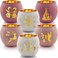 Pink Christmas Candle Holder Set of 6, Glass Votive Tealight Holder with 6 Laser Engraving Patterns for Winter Xmas Table Centerpiece Decoration