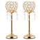 Kehail Set of 3 Gold Crystal Tea Light Candlestick Holders Flower Shape with Crystal Pendant Bowl Votive Metal Candle Holder for Table Centerpieces Wedding Home Decor (Set of 2 high, Gold)