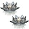 Lotus Black Crystal Candlestick 2-Piece Tealight Candle Set, Black Glass Votive Candle Holder for Tabletop Dining Table Center Decoration Ideal Candle Holder for Wedding Valentine&#39;s Day Decoration
