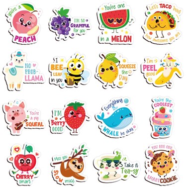 Kanayu 16 Pcs Cute Fridge Magnets Fun Puns Magnetic Stickers Decorative Refrigerator Decal Funny Magnets for Locker Fridge Stickers for Whiteboard Laptop Office Adult (Food and Animal)
