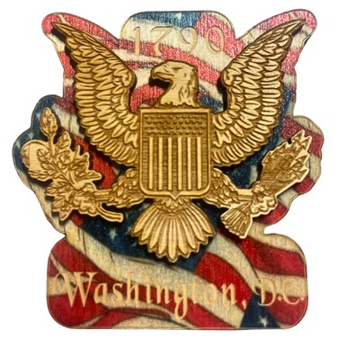 Washington D.C. Shield Eagle Refrigerator Magnet, Patriotic Souvenir and Collectable, 3 by 3.5 Inches