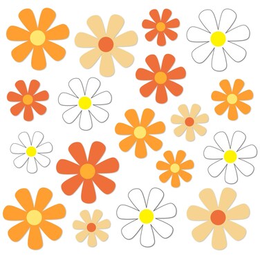 Whaline 18Pcs Car Flower Magnet Groovy Hippie Flower Magnetic Stickers Daisy Flower Cutout Magnet Retro Magnetic Hippie Fridge Magnets for Car Home Metal Door Whiteboard Mailbox Office Cabinets Decor