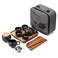 Lyty Chinese Tea Pot Cup Set with Tray Infuser - Travel Ceramic Tea set Porcelain Teapot, Portable All in One Bag for Outdoor Picnic Business Hotel (Black)