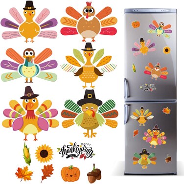 49 Pcs Thanksgiving Magnets Fall Turkey Refrigerator Magnets Autumn Leaf Maple Pumpkin Decals for Fridges Car Garage Door Dishwasher Lockers Home Thanksgiving Day Decoration